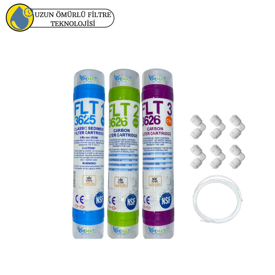 km0108 Pemax Water Solutions Kapalı Kasa Su Arıtma Cihazlarına uygun FLT serisi Sertifikalı 3 lü set - Görsel 1