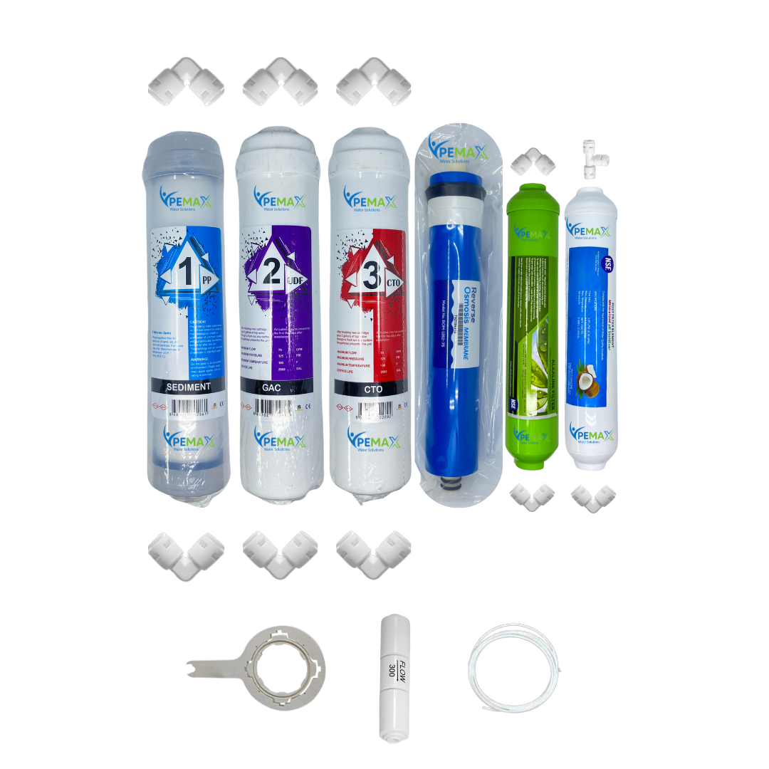km0156 Pemax Water Solutions Kapalı Kasa Su Arıtma Cihazlarına uygun STD 6 li Reverse Osmosis mebranlı Alkali+tatlandırıcılı set ve ekipmanları - Görsel 1