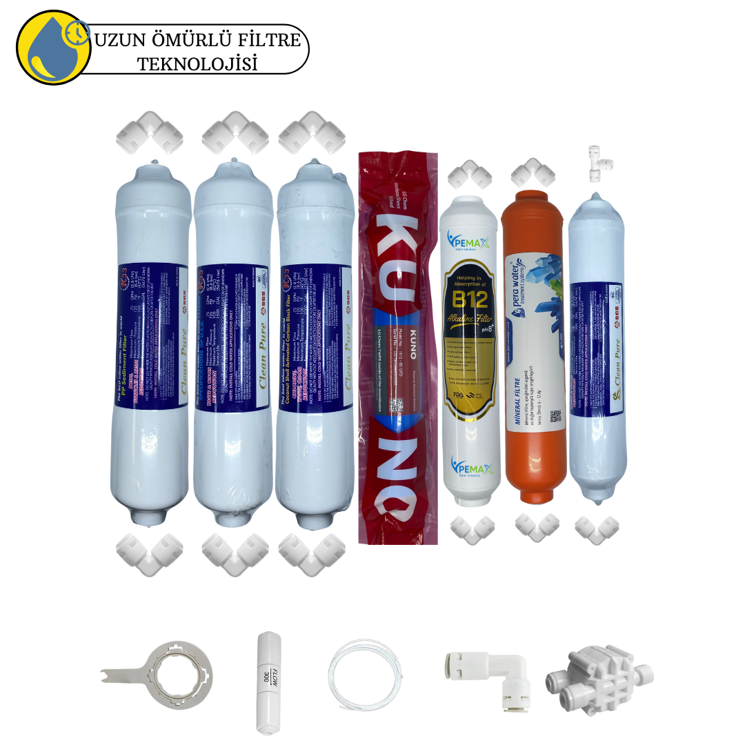 km0716 Swun chyan Clean Pure Kapalı kasa su arıtma cihazlarına uygun Sertifikalı 7 li B12 alkali+ Orijinal Lg Kuno mebranlı mineralli set ve ekipmanları - Görsel 1