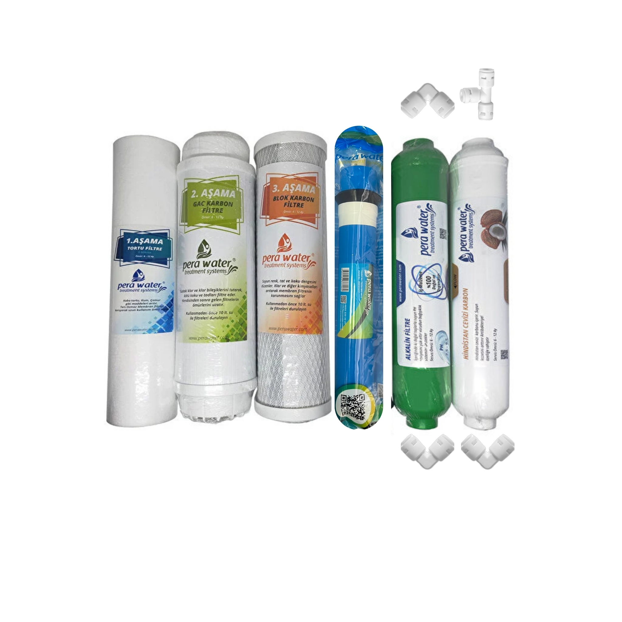 km0763 Pera Water Açık Kasa Su Arıtma Cihazlarına Uygun Pera Water Mebranlı 6’li Alkali Filtre Seti Açma Anahtarı Hediyeli Alkali Filtre - Görsel 1